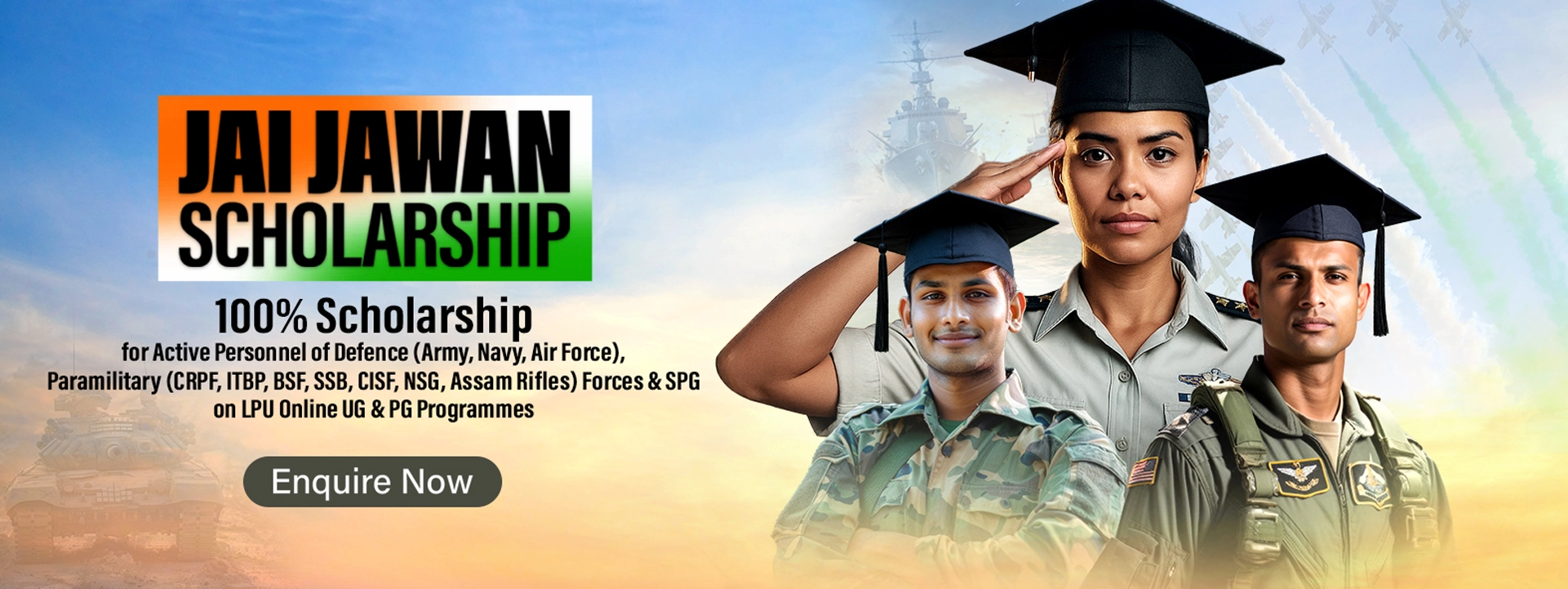 Jai Jawan Scholarship for Defence Personnel at LPU Online